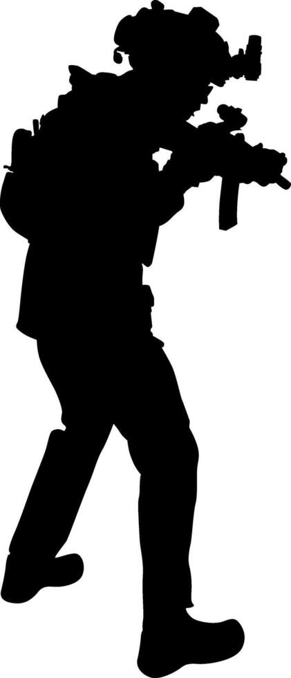 Silhouette of soldier hand a rifle vector