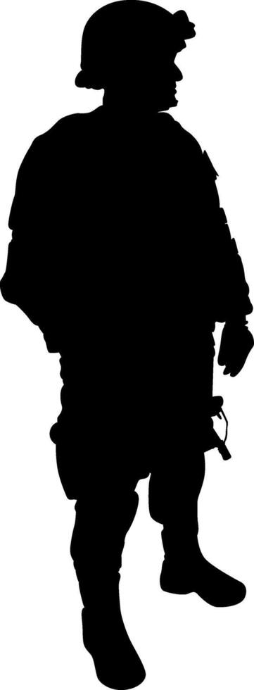 Silhouette of a Soldier in Military Uniform vector
