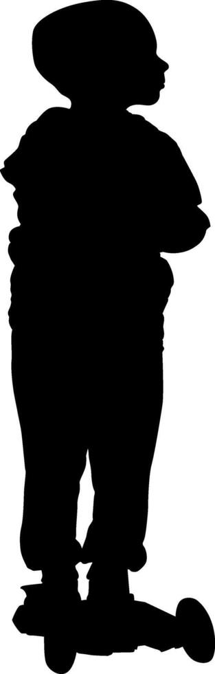 Silhouette of a child riding a threewheeled scooter vector