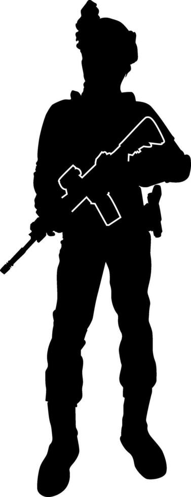 Silhouette of a soldier rifle vector