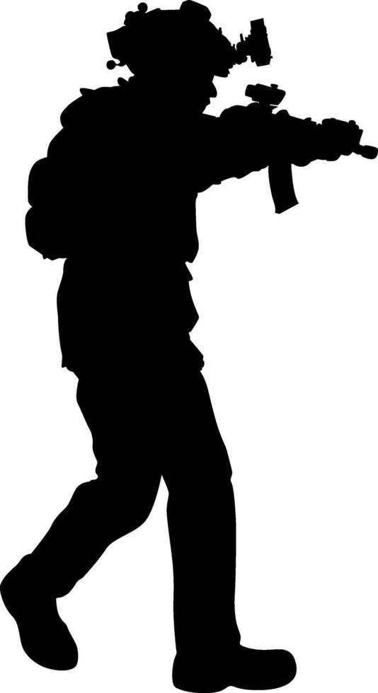 Silhouette of a Soldier in Combat vector