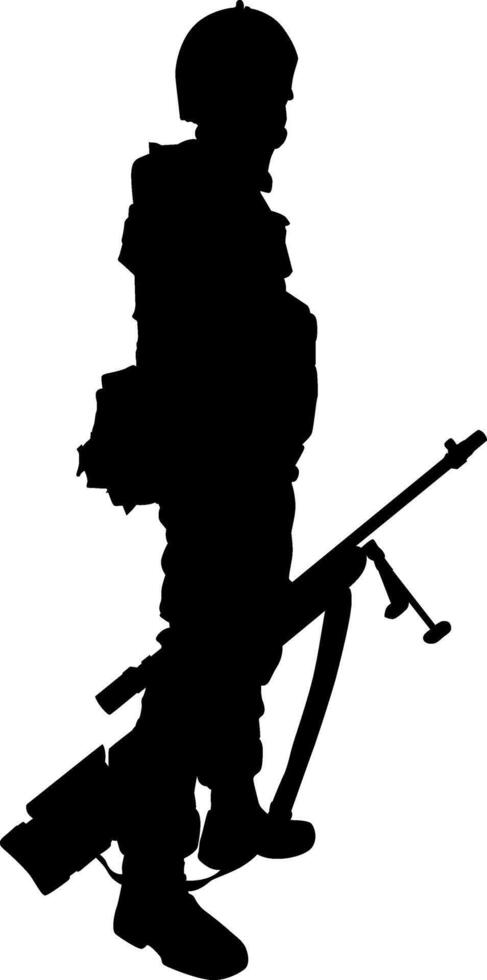 Silhouette of soldier with rifle vector