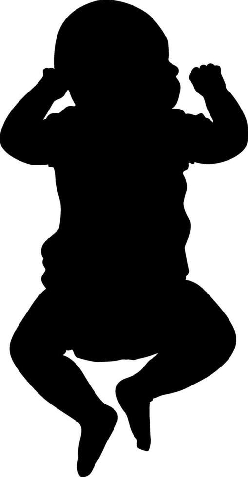 Baby sleeping top view silhouette isolated on white background. vector