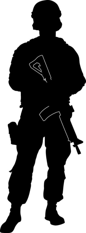 Silhouette of Soldier Holding a Rifle vector