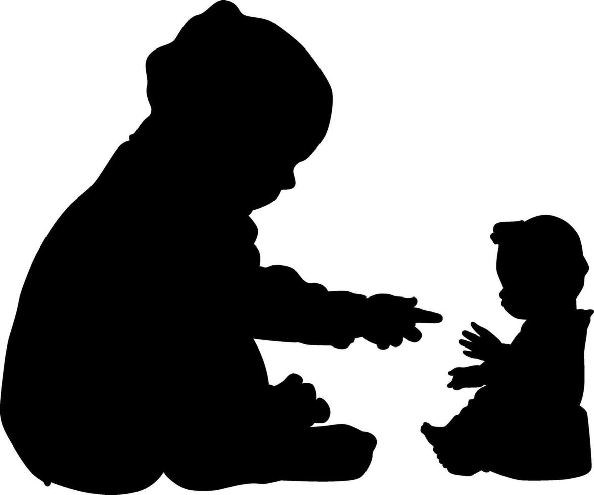 A silhouette of a child with a black silhouette on a white background vector