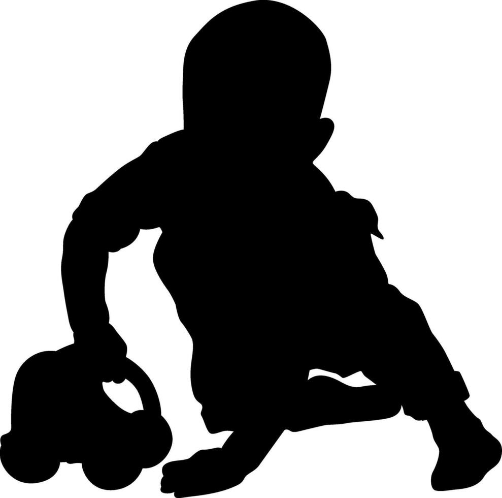 a little boy playing silhouette vector