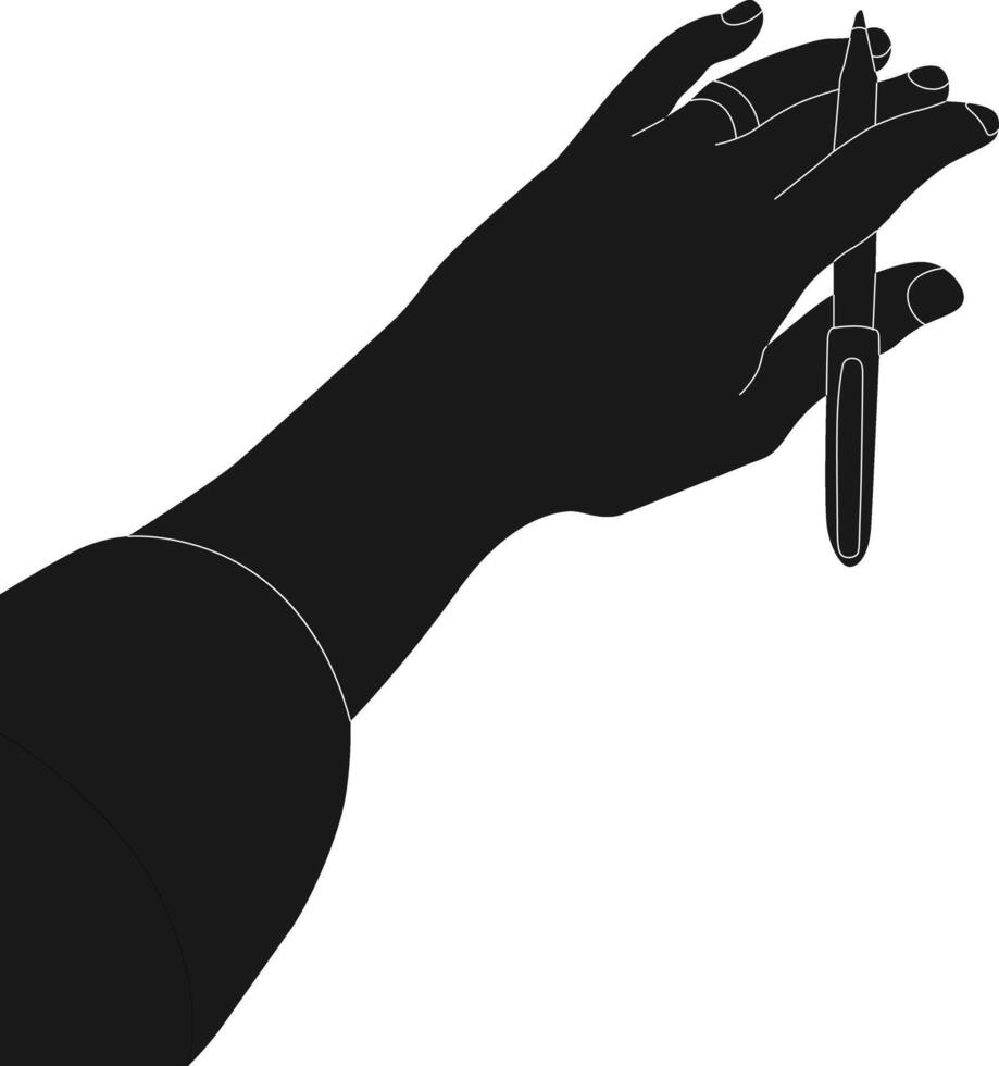 the-image is a black and white silhouette of a hand PEN vector