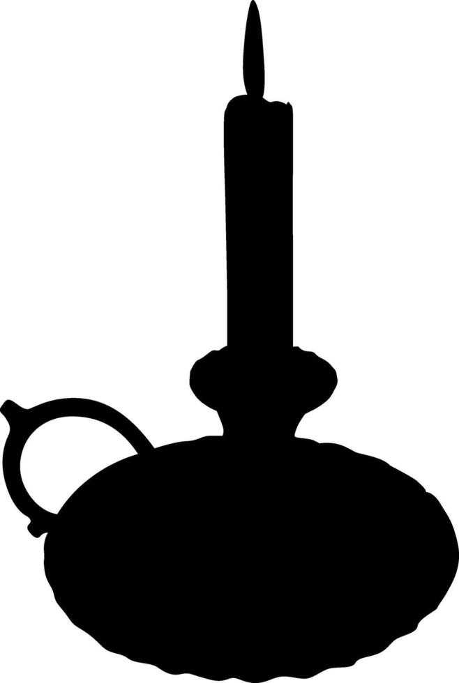 Silhouette of an Antique Candlestick with a Burning Candle vector