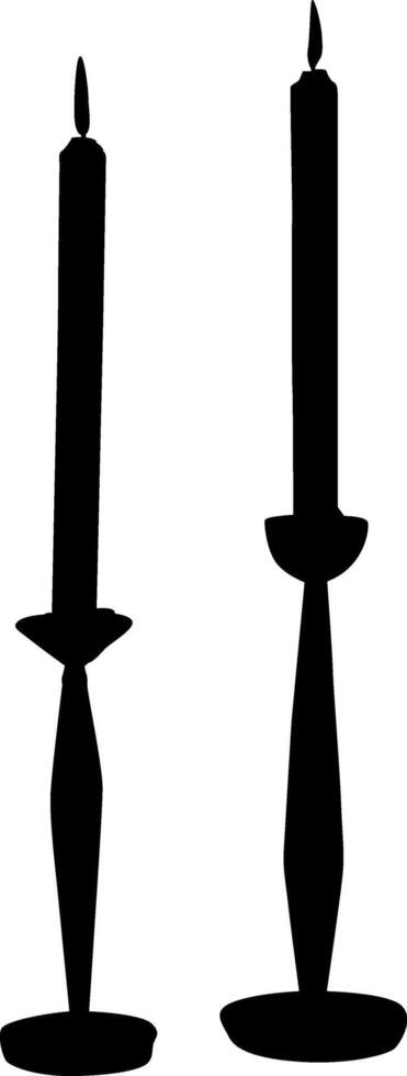 Two Elegant Candlesticks with Lit Candles vector