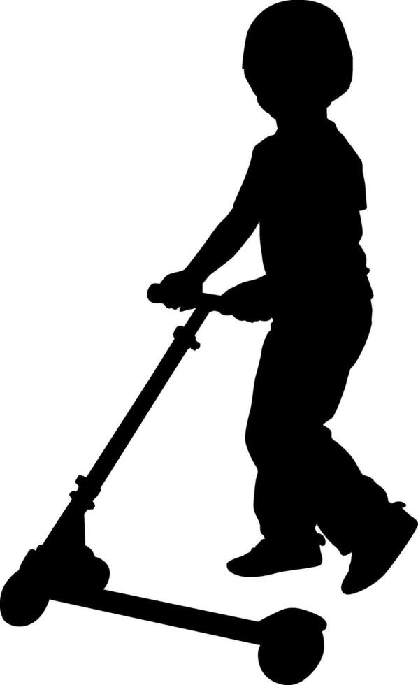 Silhouette of a child scooter on white background vector