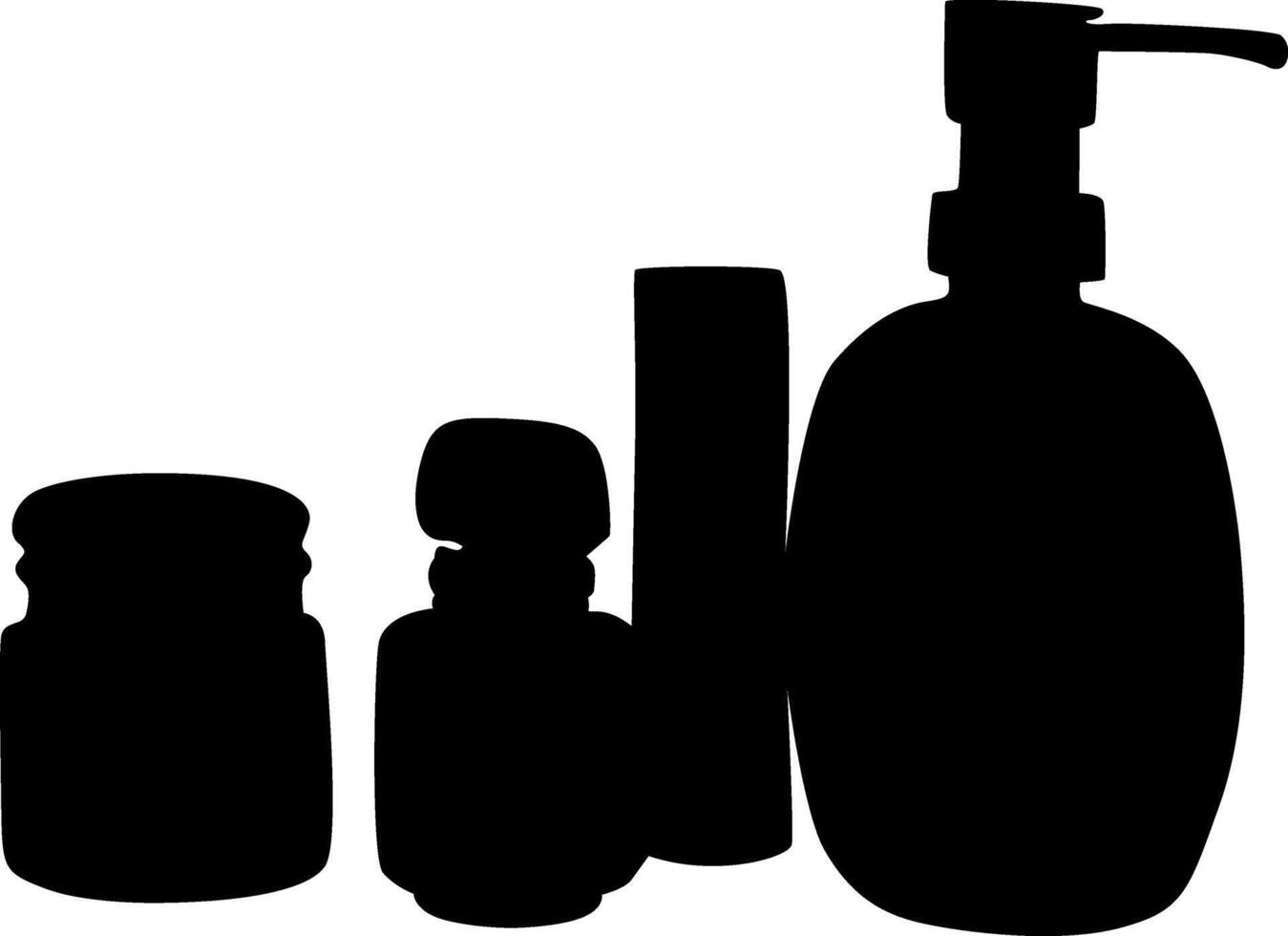 Cosmetic bottles with a dispenser and tubes with skin care products. vector