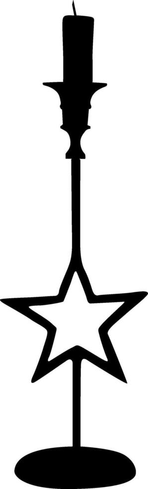 Candle holder silhouette with star vector