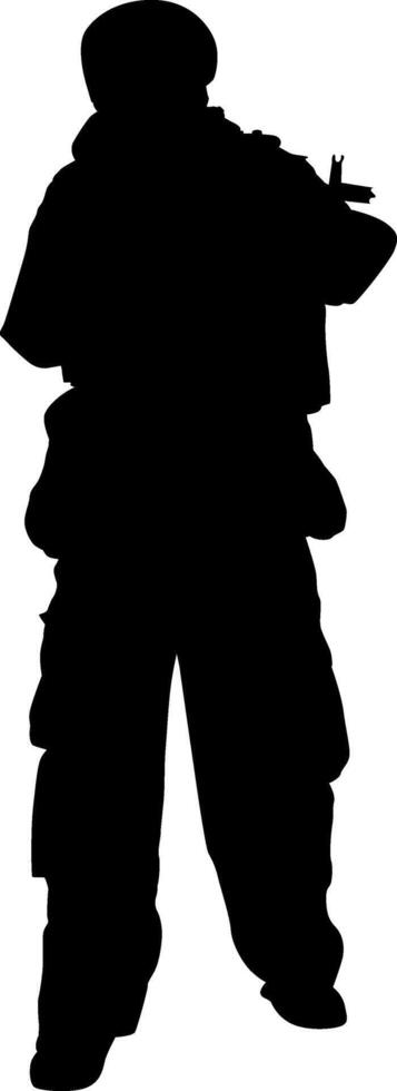 Silhouette of a Soldier hand Holding a Rifle vector