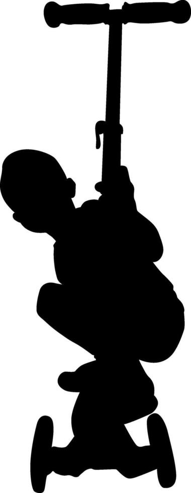 Silhouette child scooter on white background vector