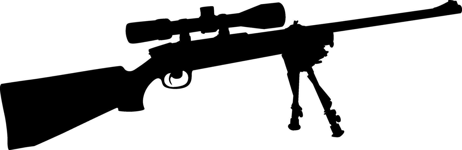 Silhouette of sniper rifle with scope vector