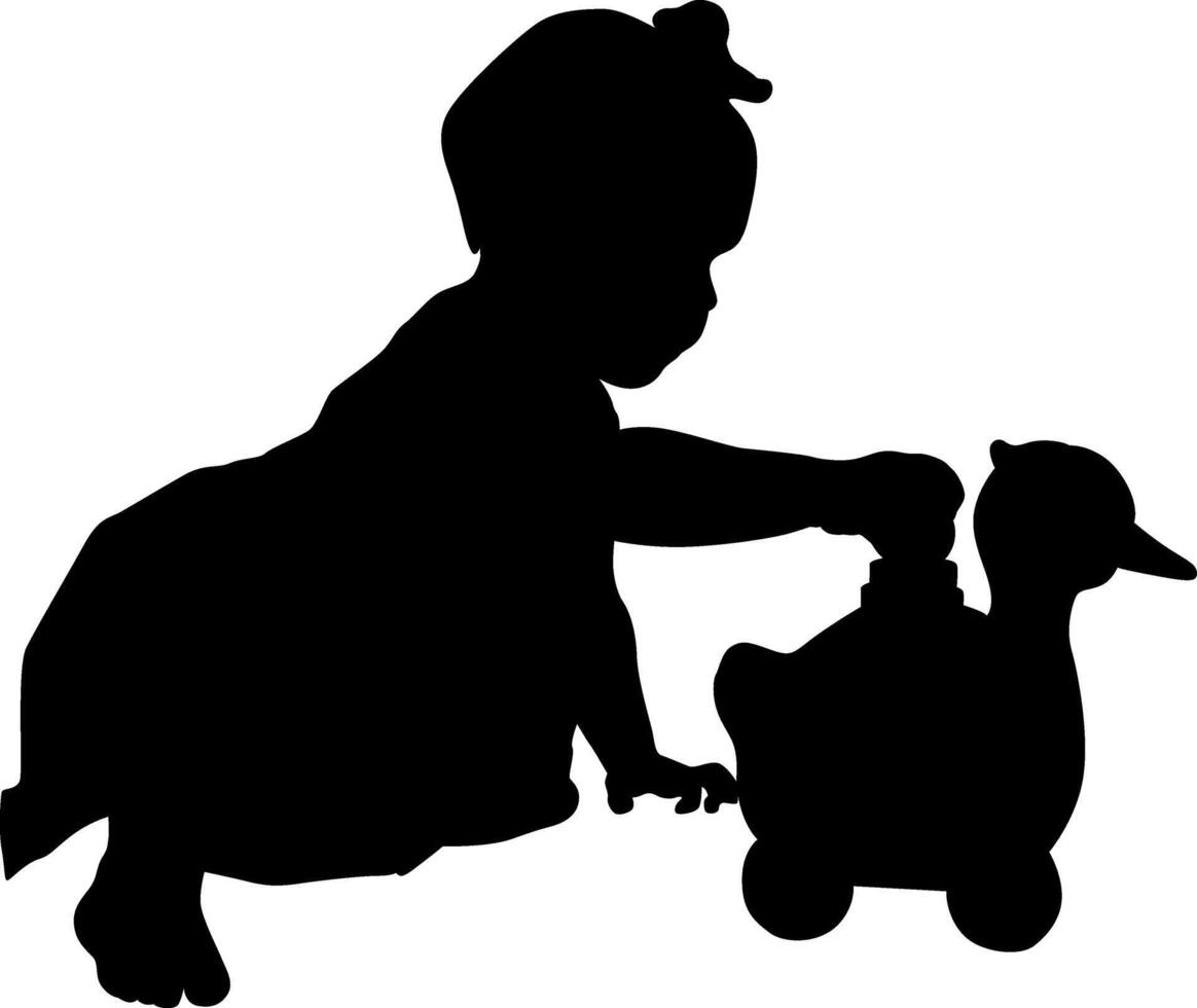 A baby girl playing with toy vector