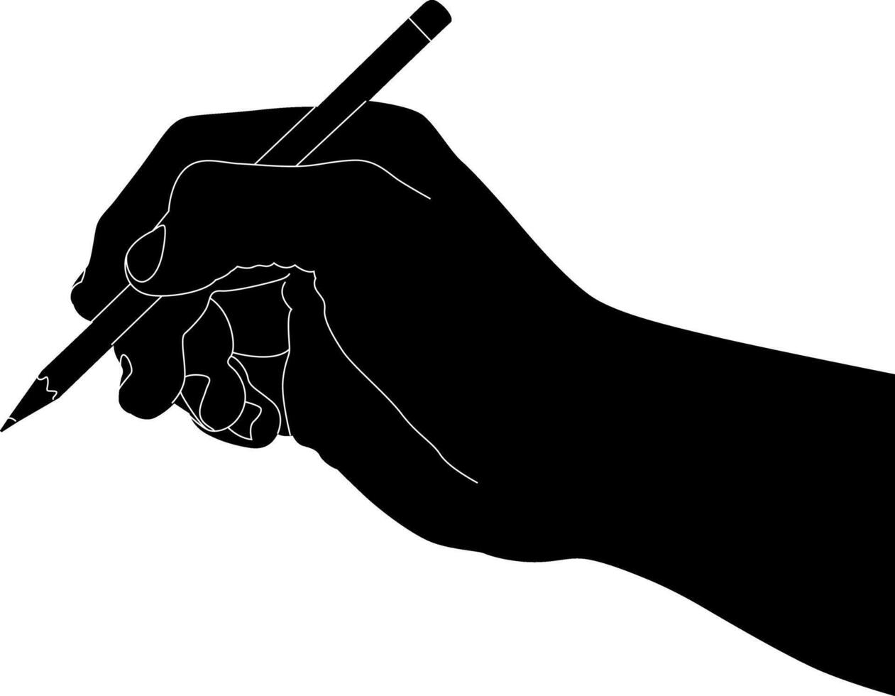 Illustration of a hand holding a pen in a writing vector
