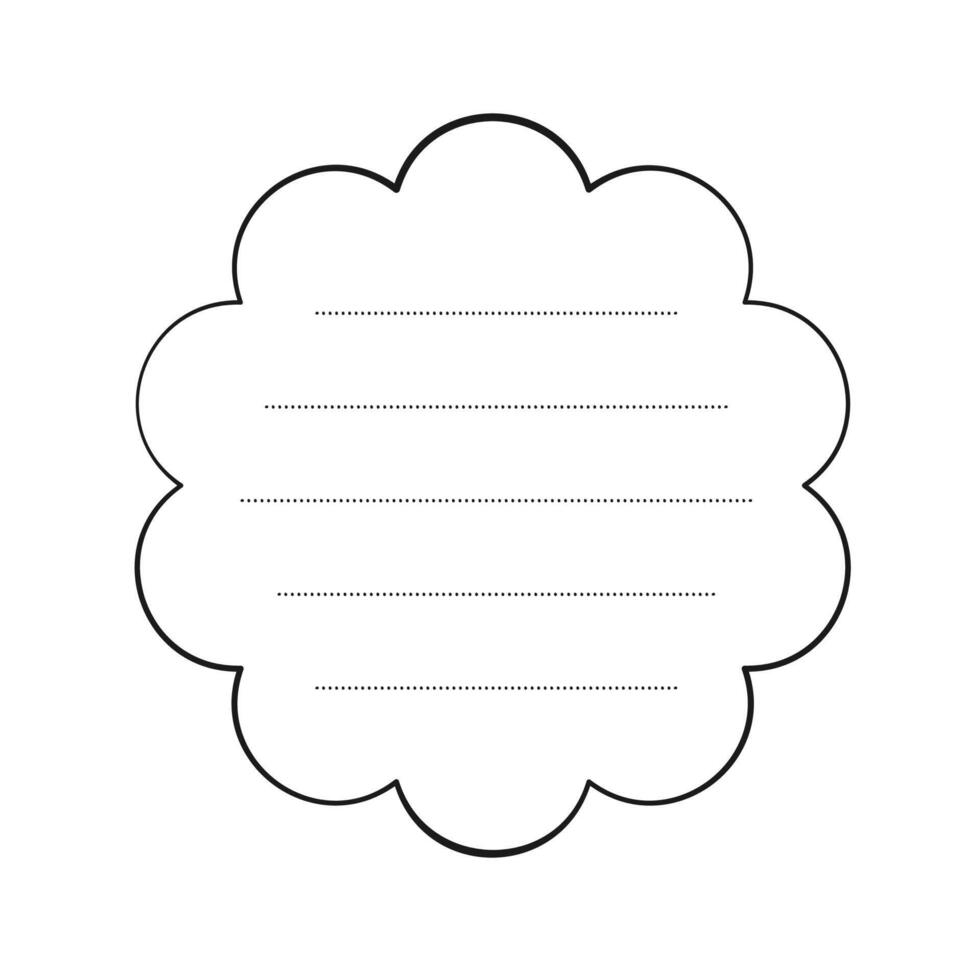 Hand drawn scalloped memo paper sheet, sticky note, reminder, to do list, sticky tape. Bullet journal elements in line art doodle style. vector