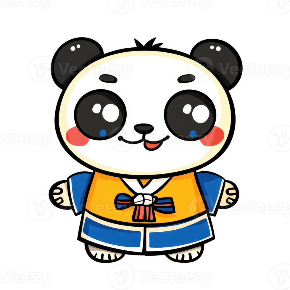 Cute Cartoon Panda Character in Traditional Outfit with Bright Colors png