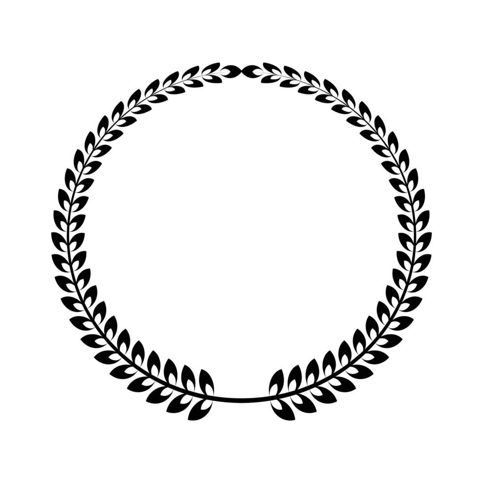 Laurel wreath icon, . Black laurel wreath icon isolated on white background. Leaf ceremony awarding of winner tournament. Decoration element illustration. vector