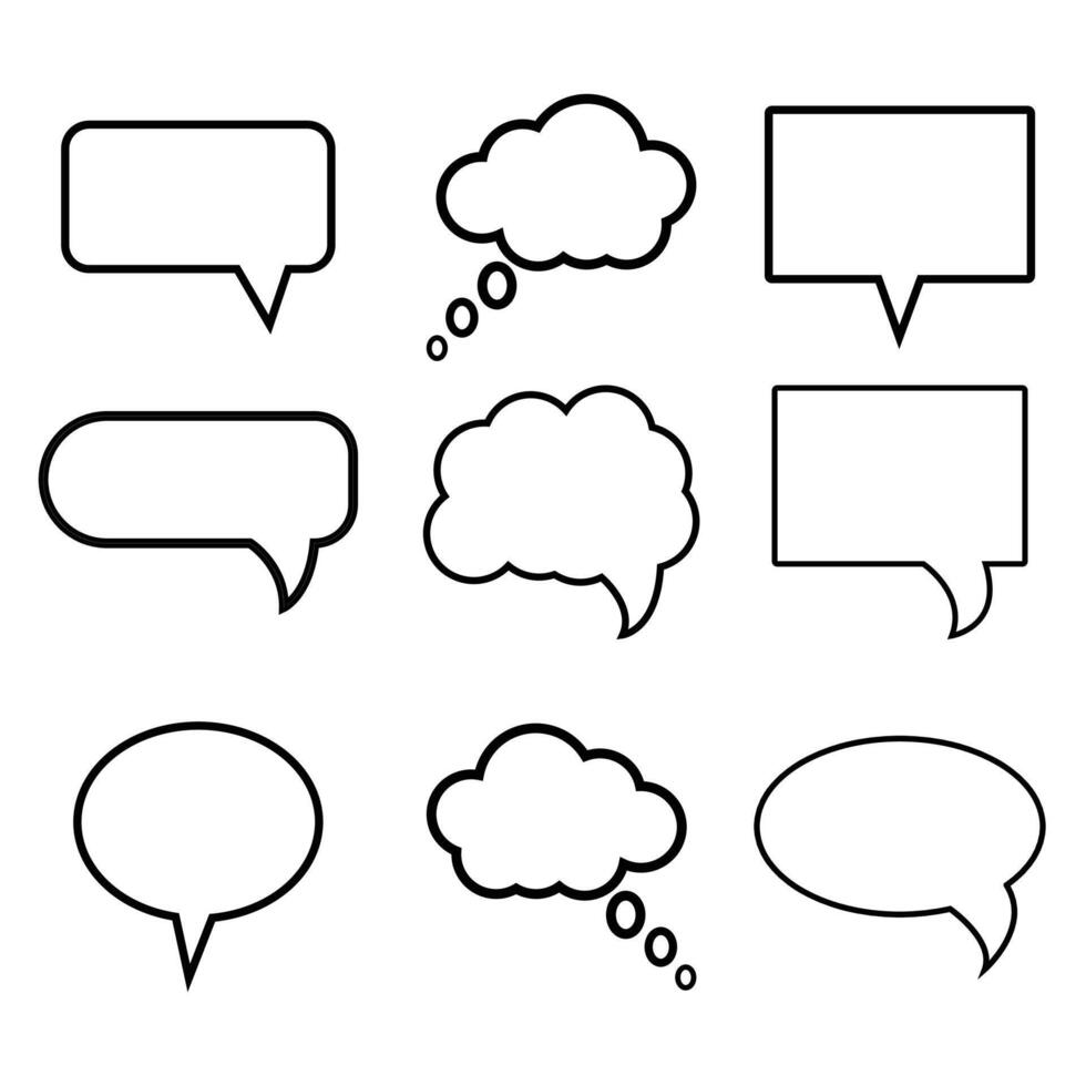 Speech bubble set. Talk bubbles icon. Speak bubble, message box, set of comic speech balloons isolated on white background. Simple illustration. vector