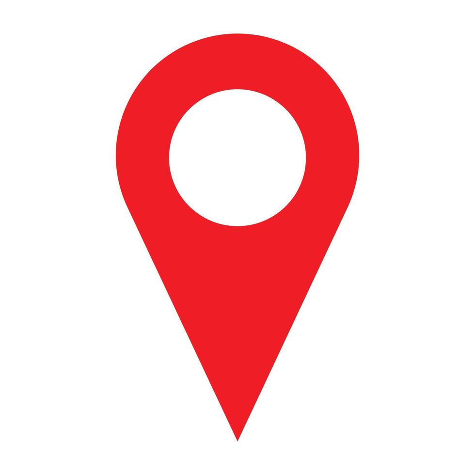 Location icon. Red location pointer symbol isolated on white background. Map pointer . Red map pointer icon for your web site design. vector