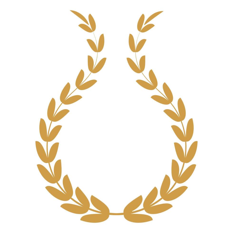 Laurel wreath icon. Gold laurel wreath icon with leaves. Award icon or sign isolated on white background. Modern symbol of victory and award achievement champion. Trophy illustration. vector