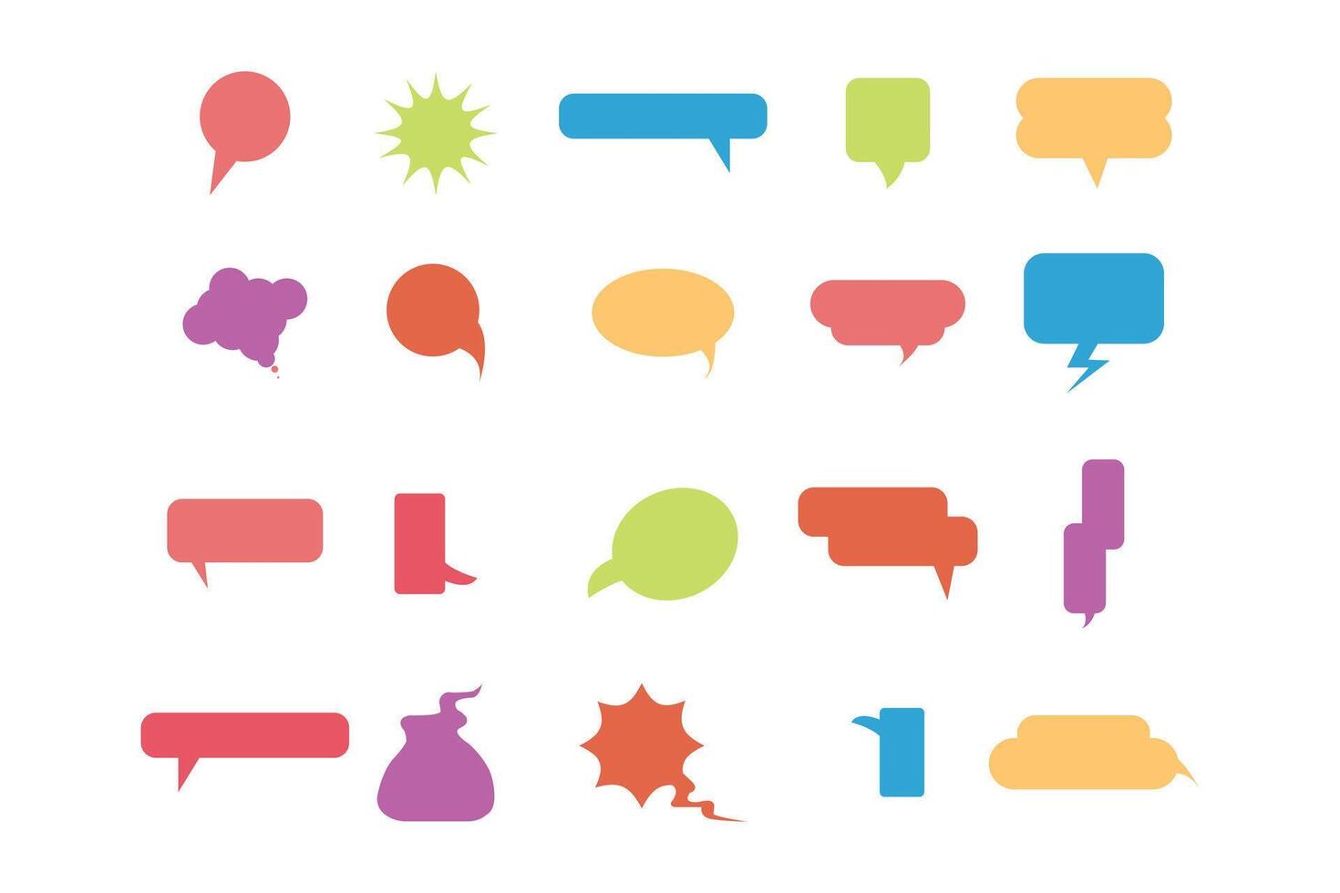 Speech bubble set. Talk bubbles. Different colour speech bubble icons isolated on white background. Scribe round shapes for comic magazine bubble talk icon collection. Simple illustration. vector
