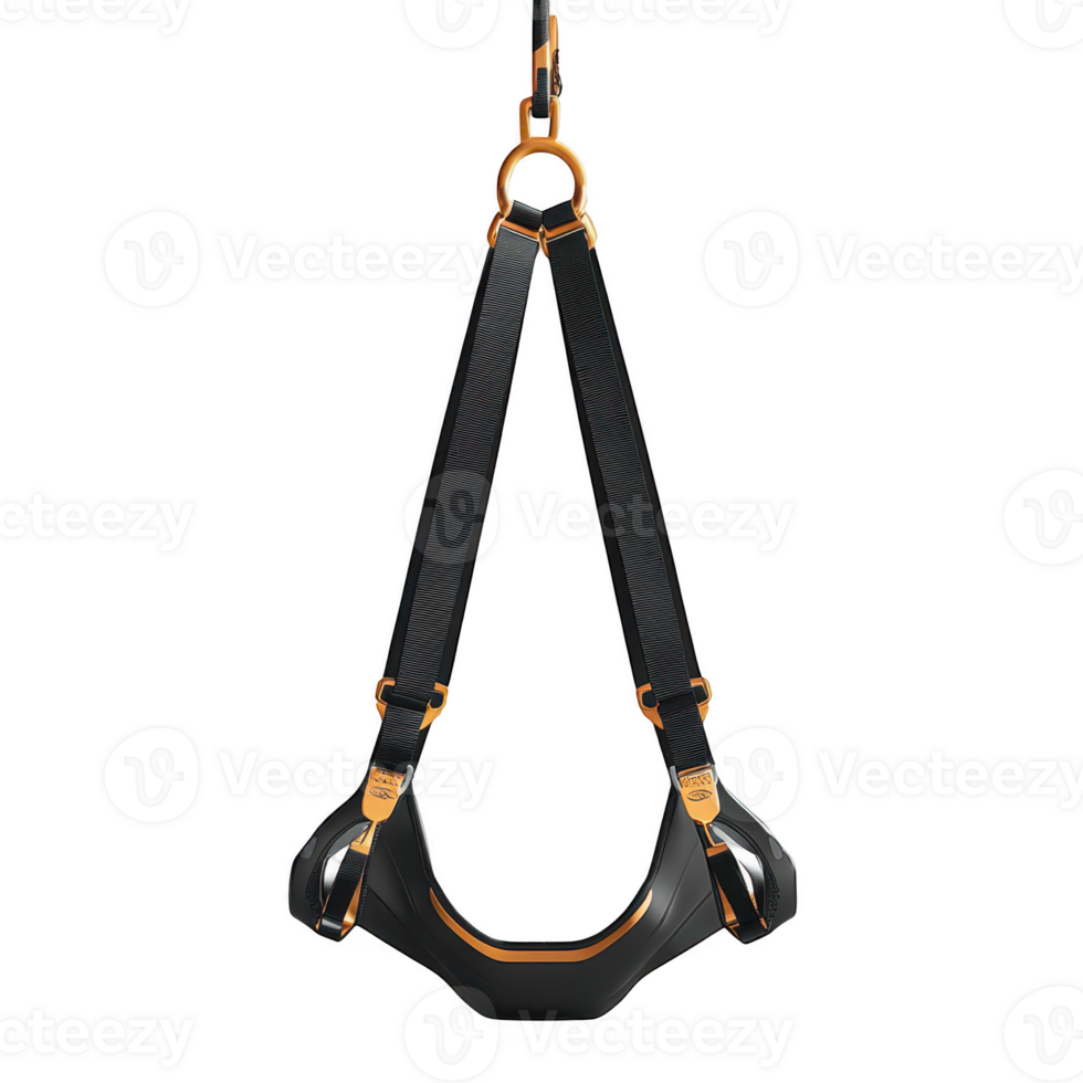 A black and orange harness with a metal hook png