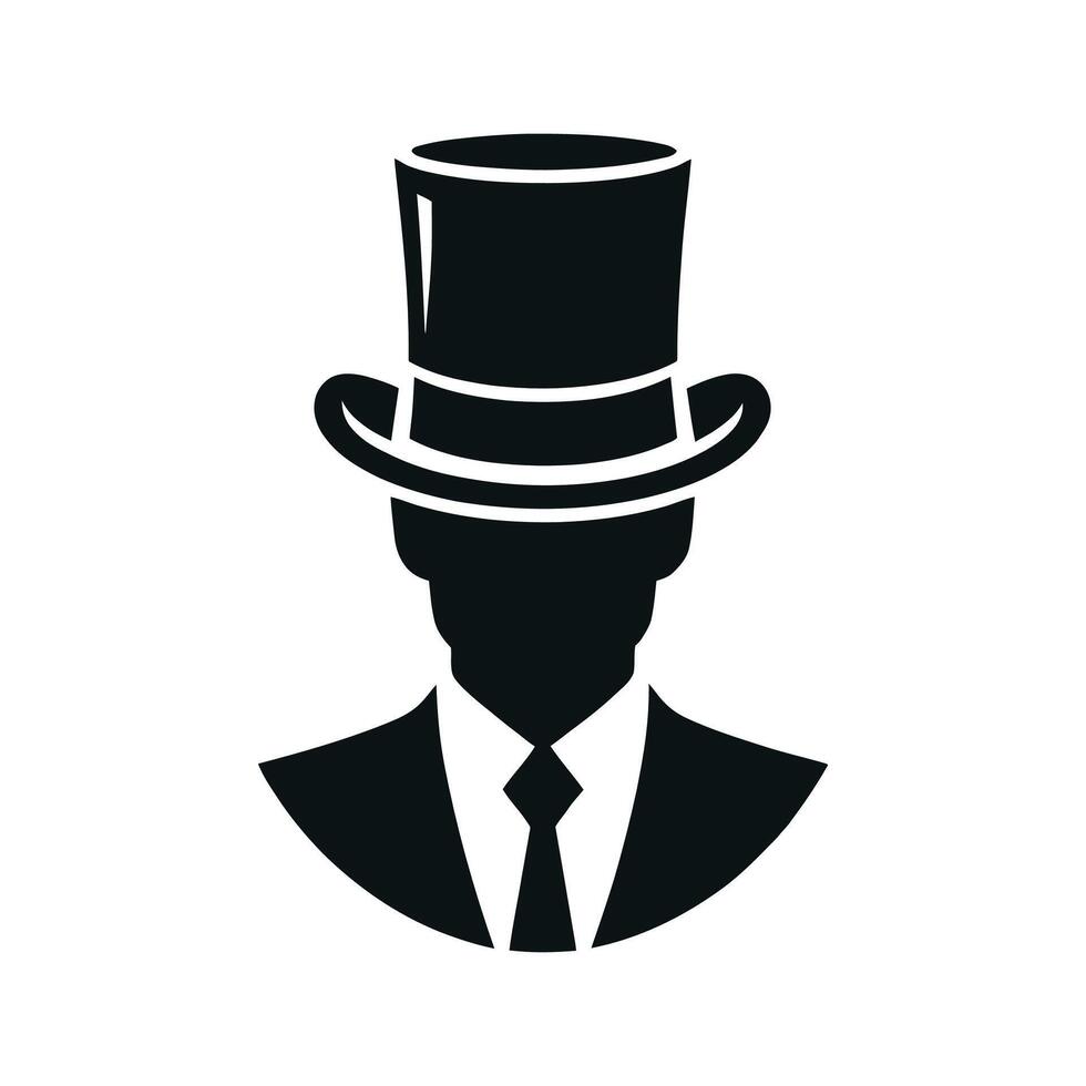 a man in a top hat and tie icon vector