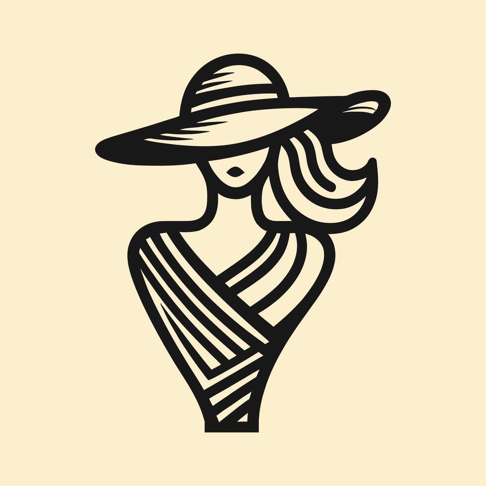a woman in a hat and dress vector