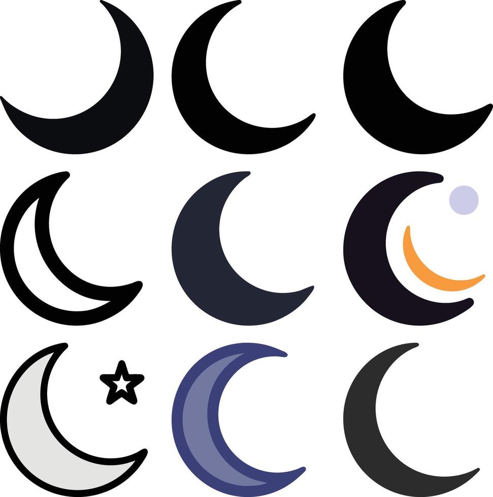 Crescent moon icon elements illustration vector