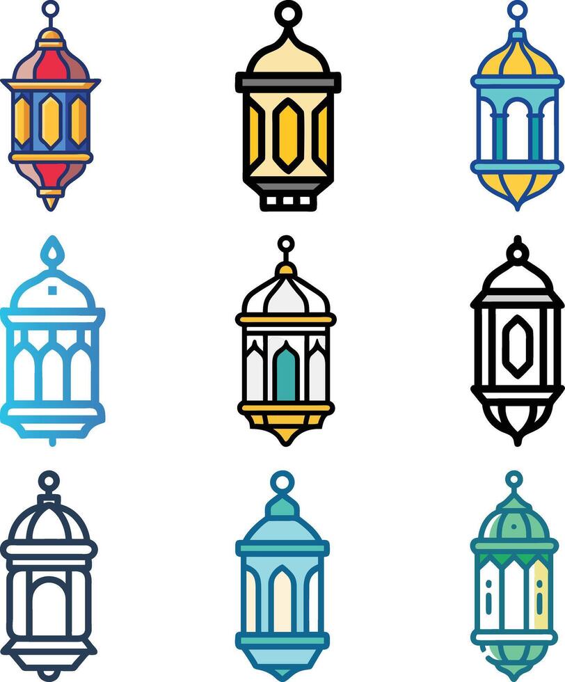 Arabic lantern icon elements illustration vector