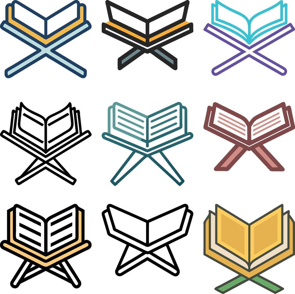 Quran stand icon elements illustration vector