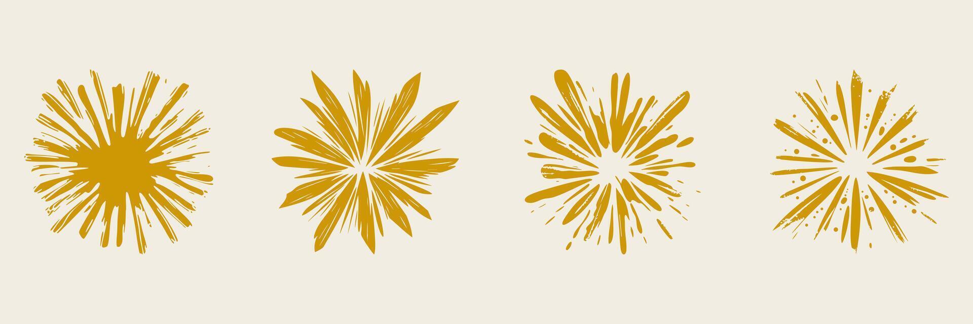 Abstract Starburst Shapes Silhouette Set. Dynamic Energy And Celebration Theme Isolated Illustration Collection. vector