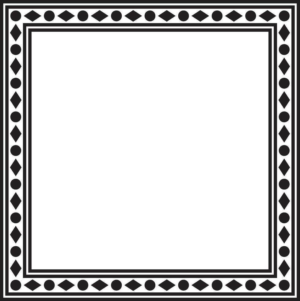 square black monochrome ancient Russian ornament. Slavic rectangle, border, frame vector