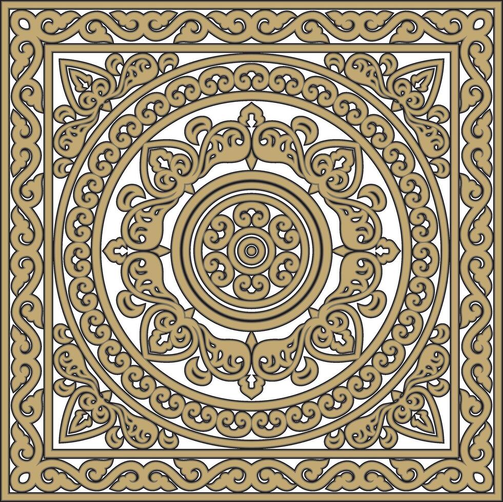 round gold and black ancient Russian ornament. Slavic border, frame. Circle, ring. vector