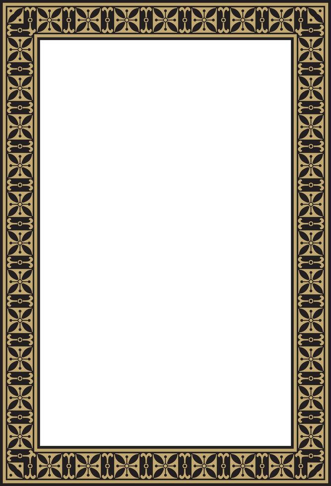 square European gold and black ornament. Rectangular pattern, circle, ring of the Middle Ages. Revival border. Decorations of palace and church vector