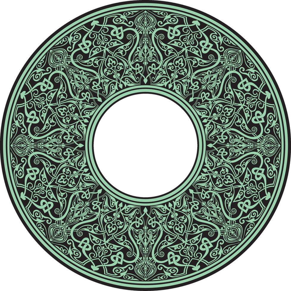 green round oriental ornament. Arabic patterned circle of Iran, Iraq, Turkey, Syria vector