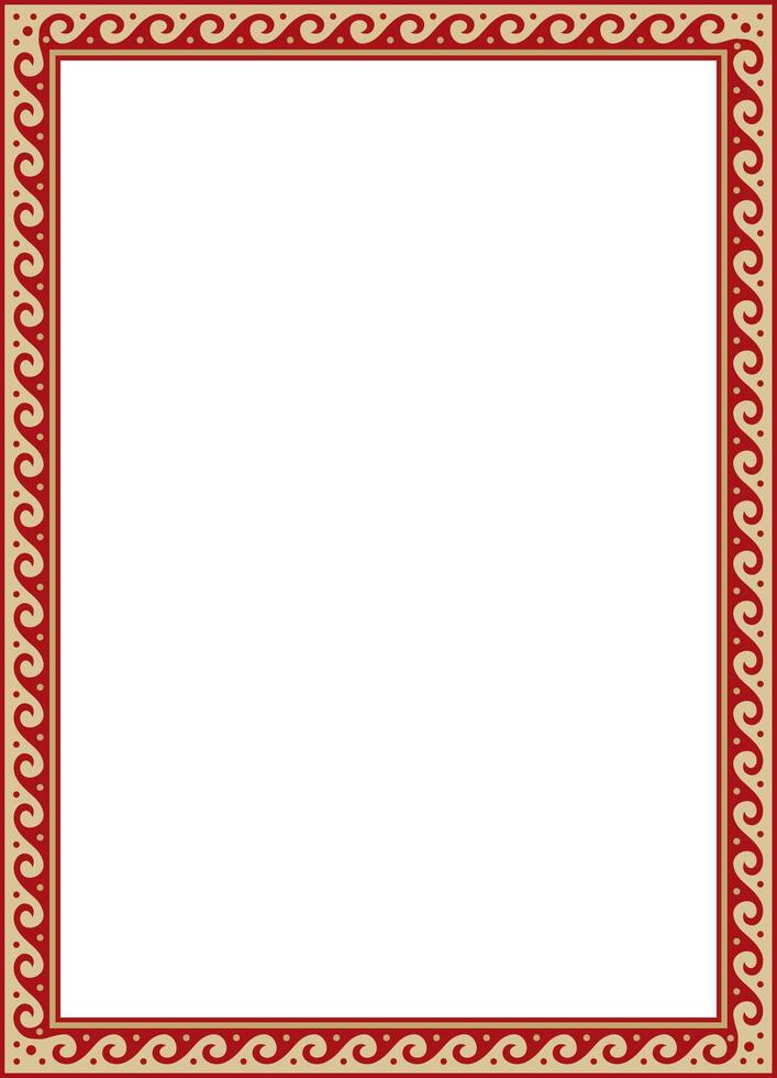 gold with red classic Greek square ornament. Rectangle of Ancient Greece and Roman Empire. Byzantine painting of walls, floors and ceiling. Decoration of European palaces. vector