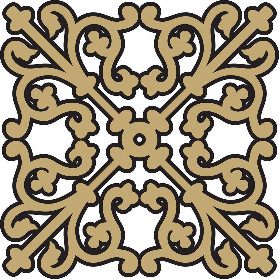 gold with black gothic ornament. Medieval European art. Traditional pattern of Catholic cathedral vector