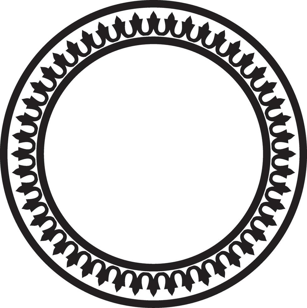monochrome black round Turkish national ornament. Ottoman border, frame. Ethnic floral circle, ring, Seljuk Turks pattern. Decor of Sultan's palaces. vector