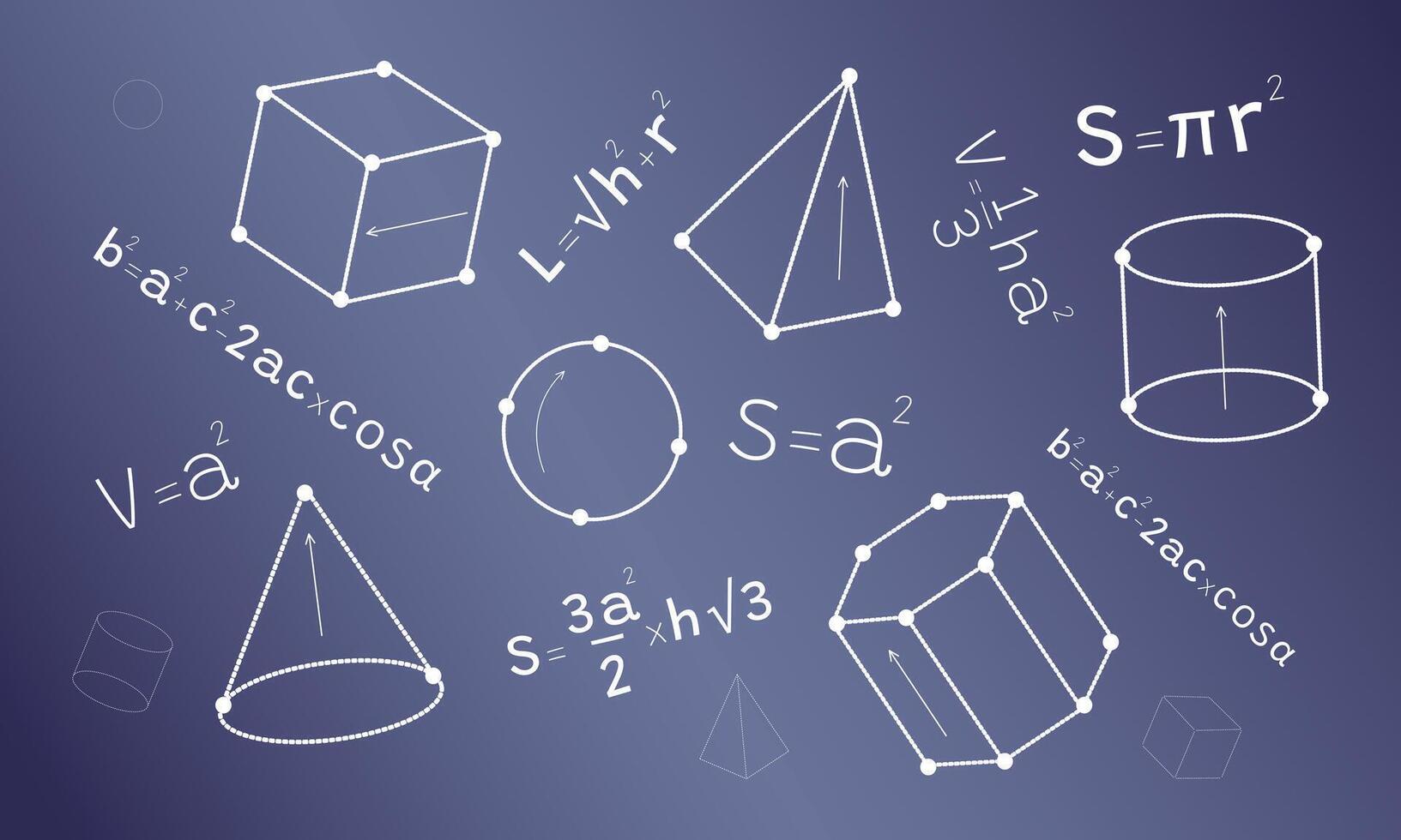 Geometric formulas and shapes background vector
