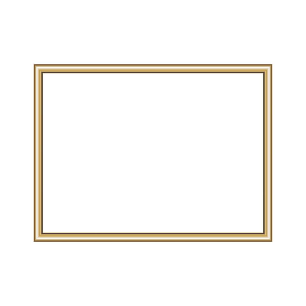 Rectangle gold frame. Isolated luxury rectangle golden border. Gold rectangle frame mockup design element. vector