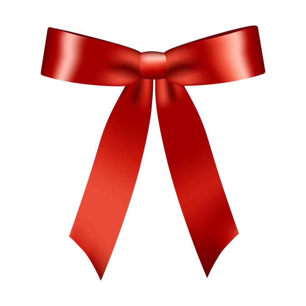 Decorative red ribbon bow element. Isolated mockup for New year, Christmas, Birthday, Valentine's, Wedding, Holiday or Event decoration. vector