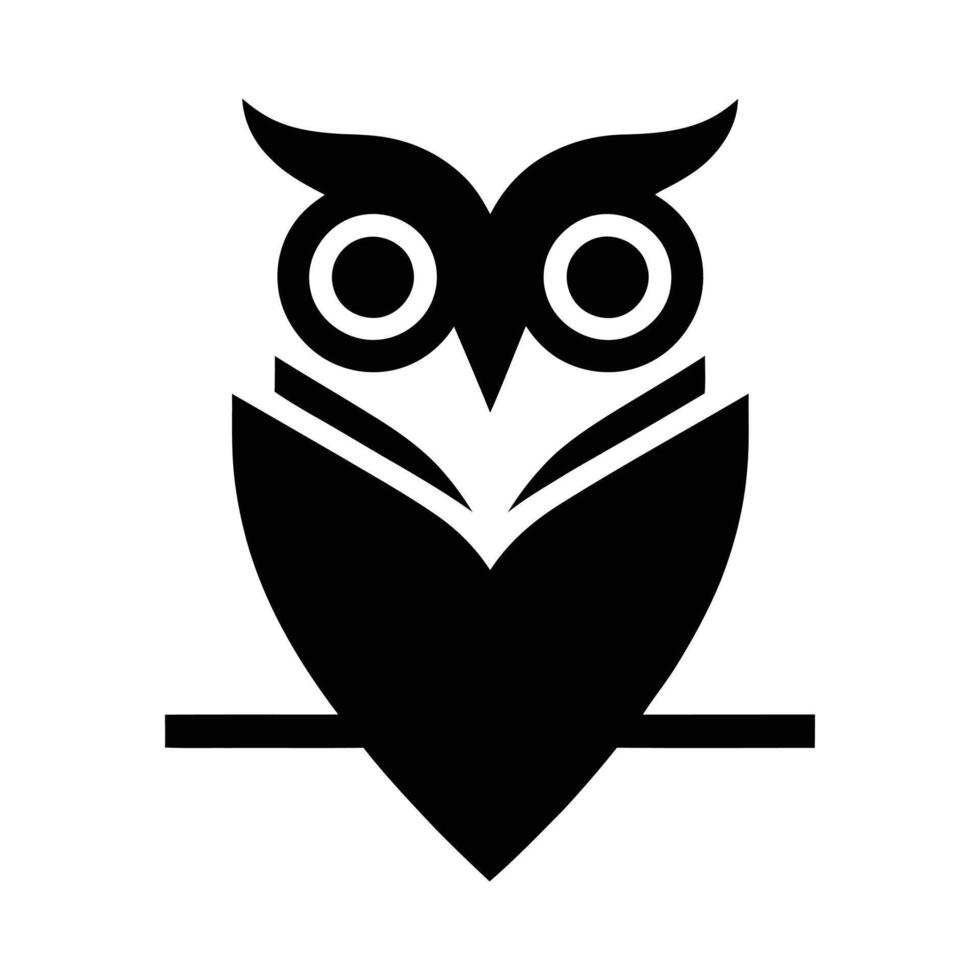 Stylish Black and White Owl Silhouette Design, Elegant Owl Silhouette Black and White Logo vector