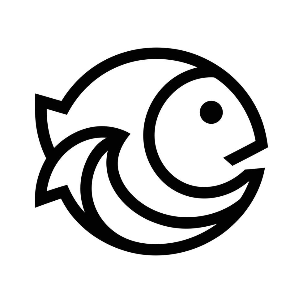 Stylish Black Line Art Fish Logo Design, Elegant Black Line Fish Design for Branding vector