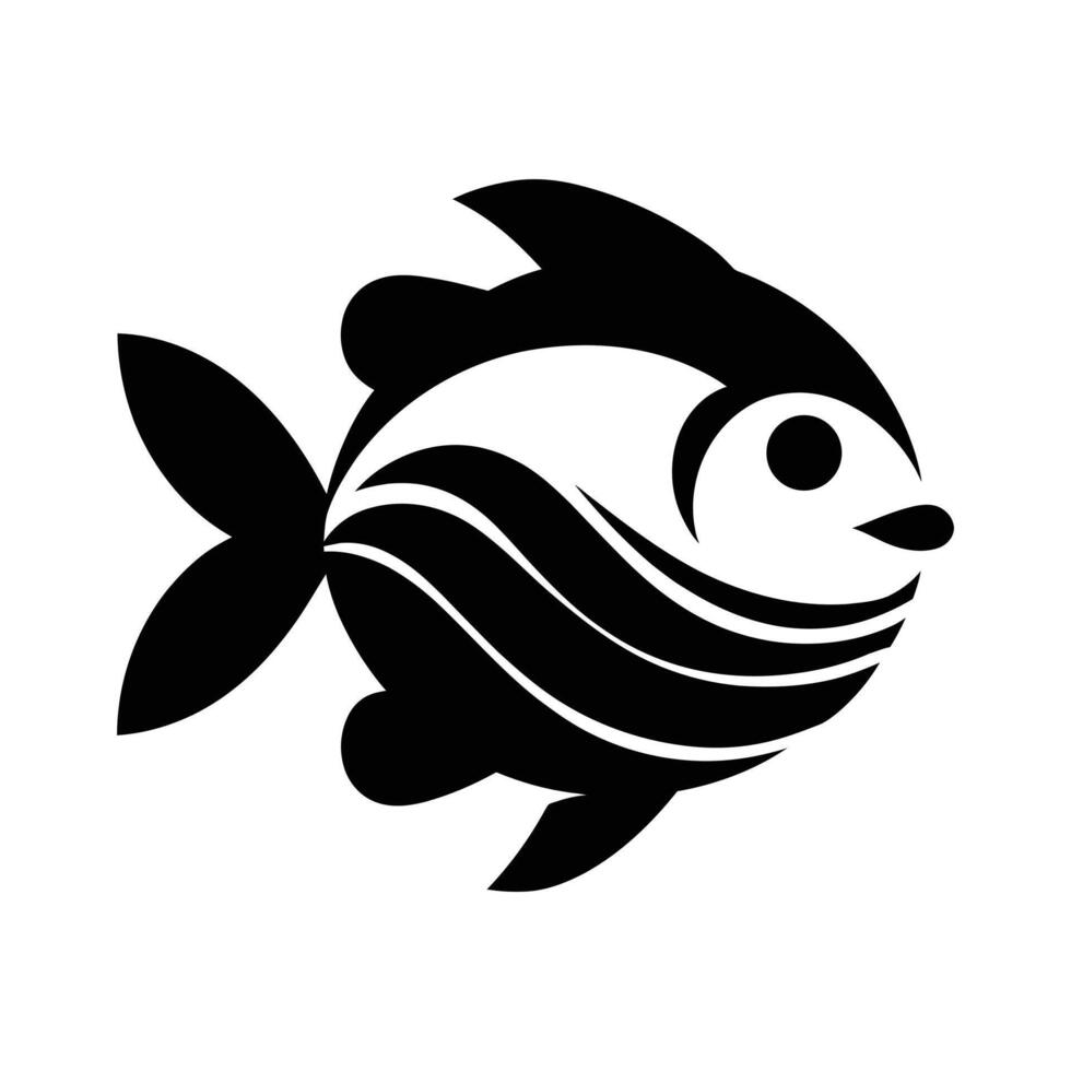 Stylish Black and White Fish Silhouette Design, Elegant Fish Silhouette Design for Branding vector