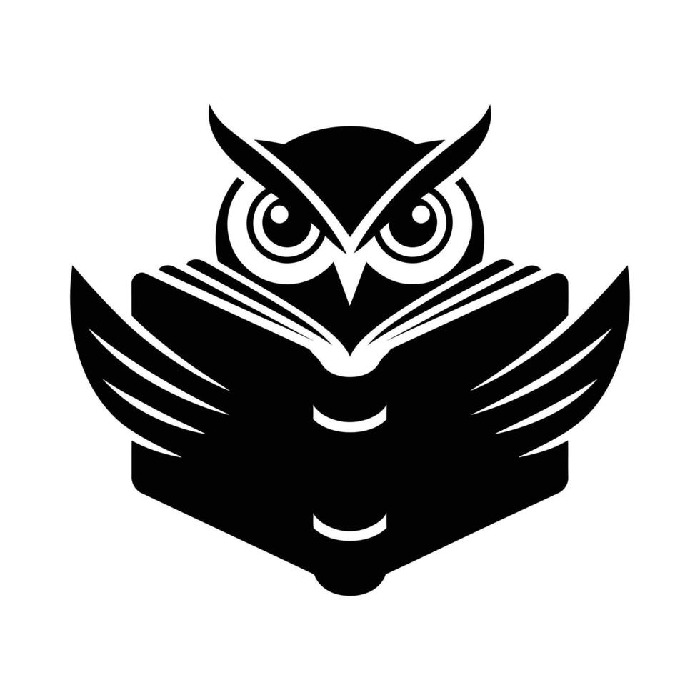 Wise Owl Reading a Book Symbol of Knowledge, Knowledgeable Owl with Book Illustration vector