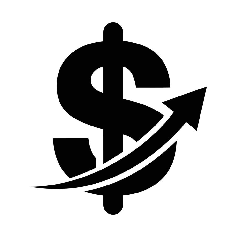Dollar Sign with Growth Arrow Representing Financial Increase vector